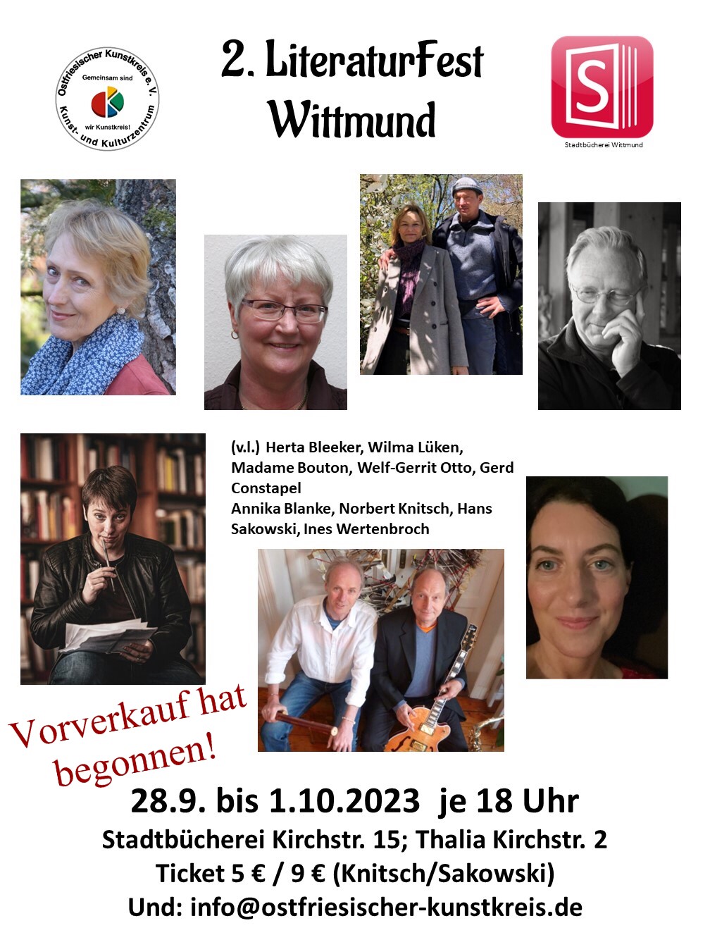 LiteraturFest Wittmund 2023 VORVERKAUF BEGINNT SOFORT